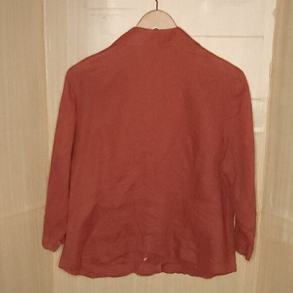 Anne Klein Plus Brick Red Linen 3/4 Sleeve Button Down 18W - Picture 2 of 5